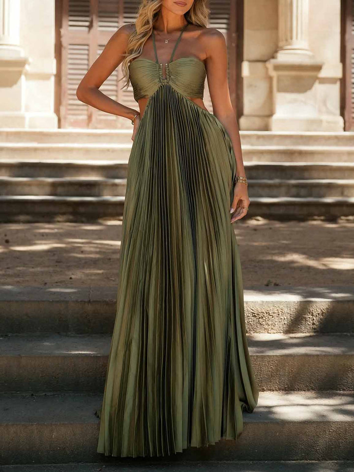 Elegant Satin Ruched Party Maxi Dress