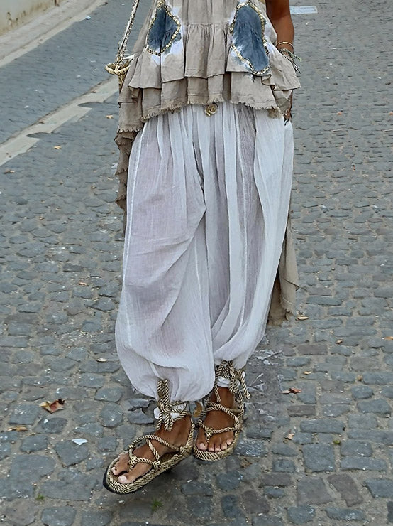 Bohemian Style Layered Ruffled Strapless Two-piece Set