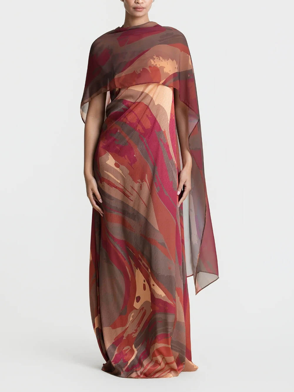 Elegant Strapless Shawl-Style Flowing Maxi Dress
