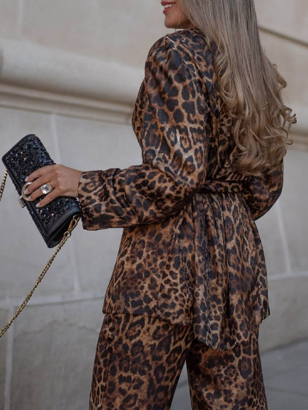 Fashion Leopard Print High-Waisted Wide-Leg Pants
