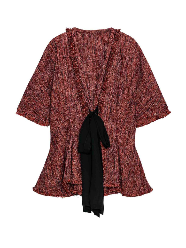Tweed Peplum Top & Black Shorts Two-Piece Set