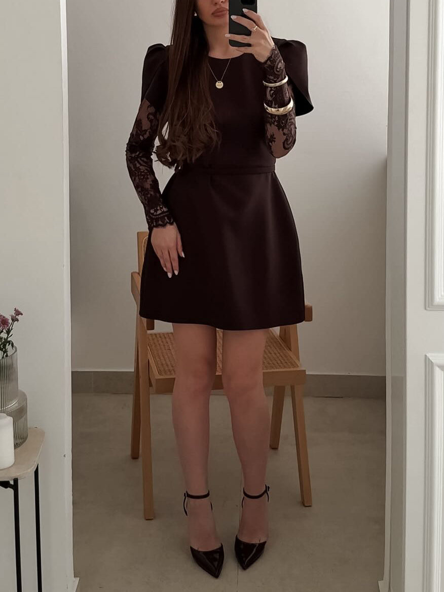 Elegant Lace Sleeve Mini Dress