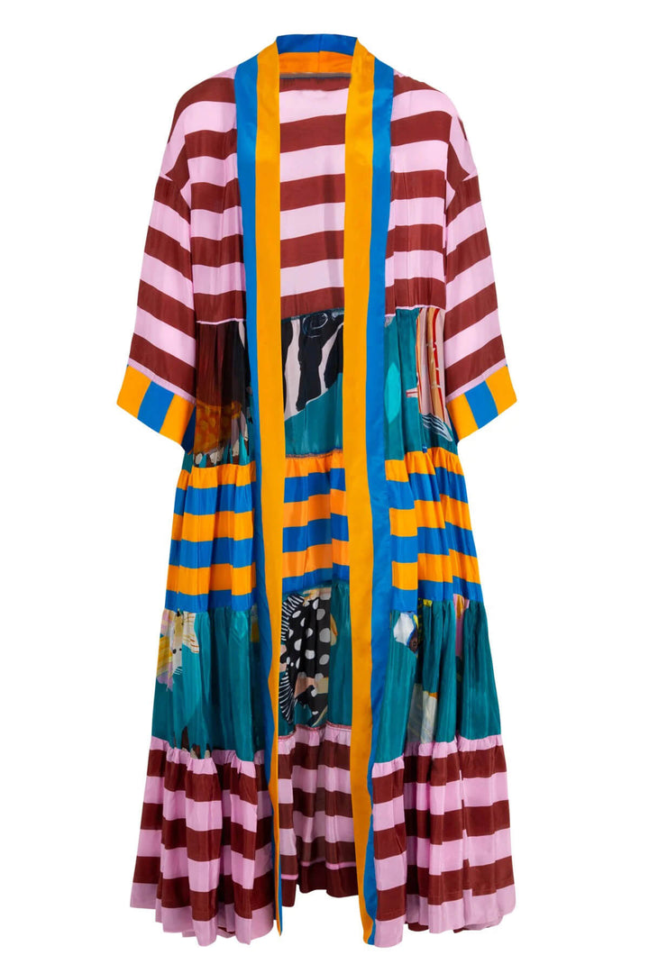 Unique Fashion Striped Print Long Kimono-Style Top