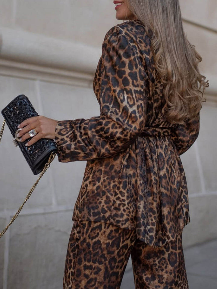 Fashion Leopard Print Lapel Blazer