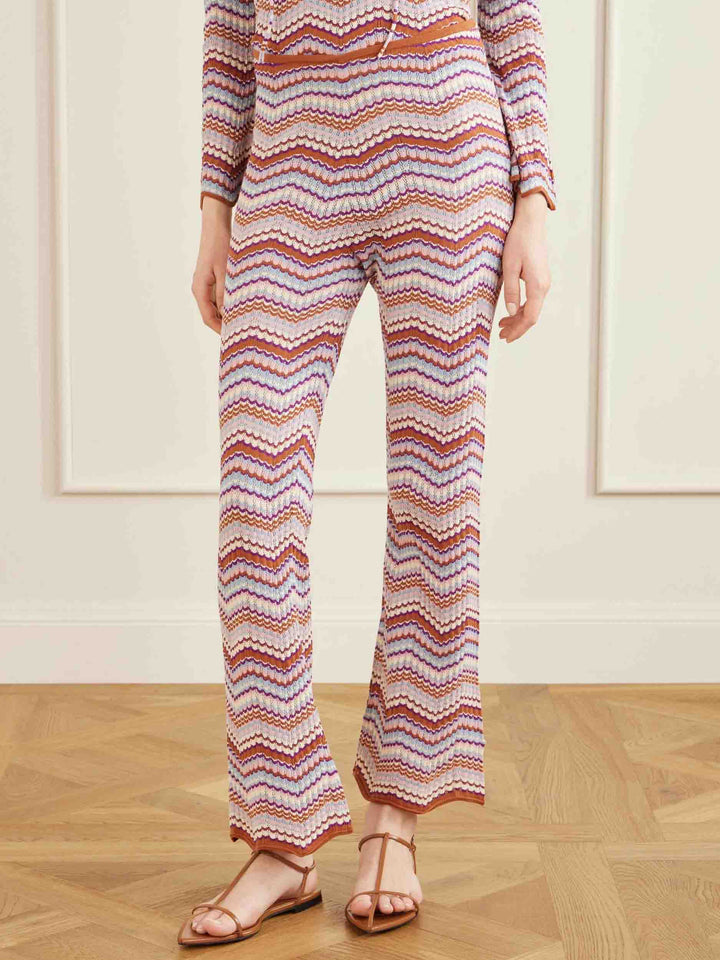 Casual Zigzag Stripe Knit Two-Piece Set