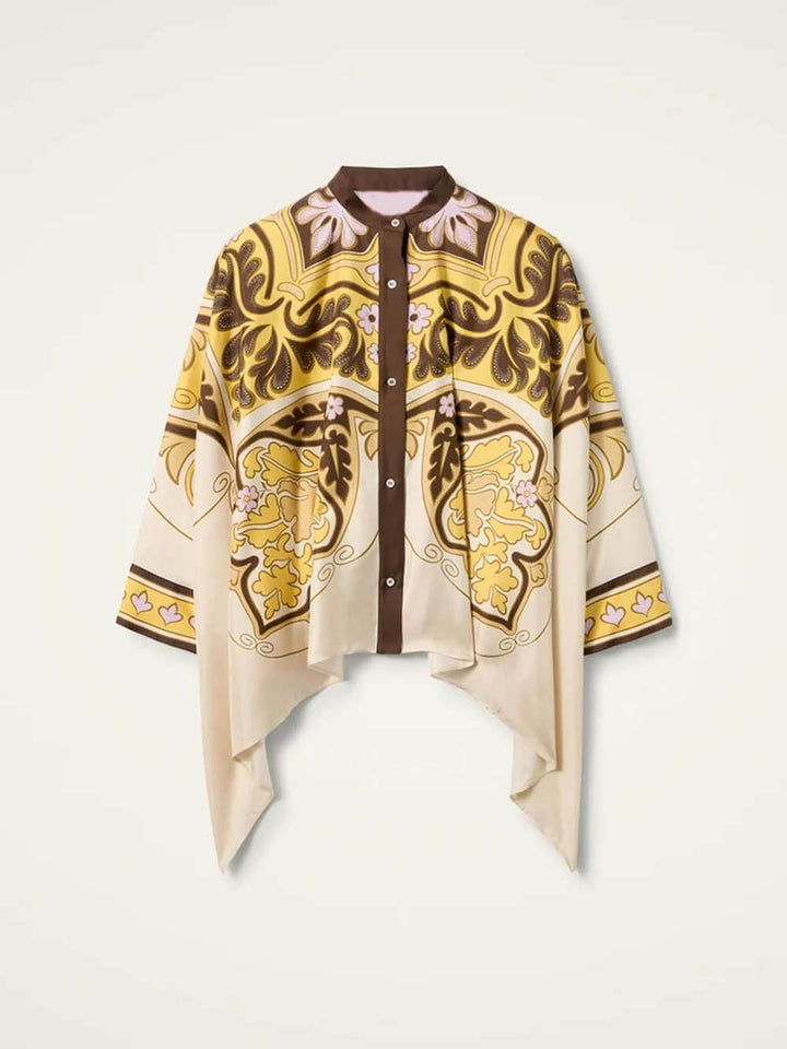 Unique Irregular Print Oversized Button-Down Shirt