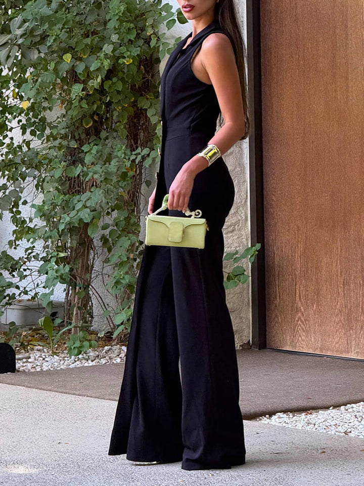Elegant Classic Button-Detail Slim Fitted Jumpsuit