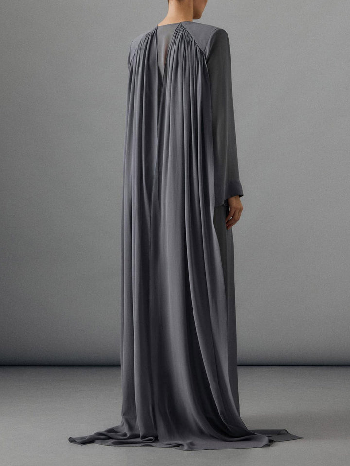 Elegant Draped Chiffon Shirt & Wide Leg Pants Two-Piece Set