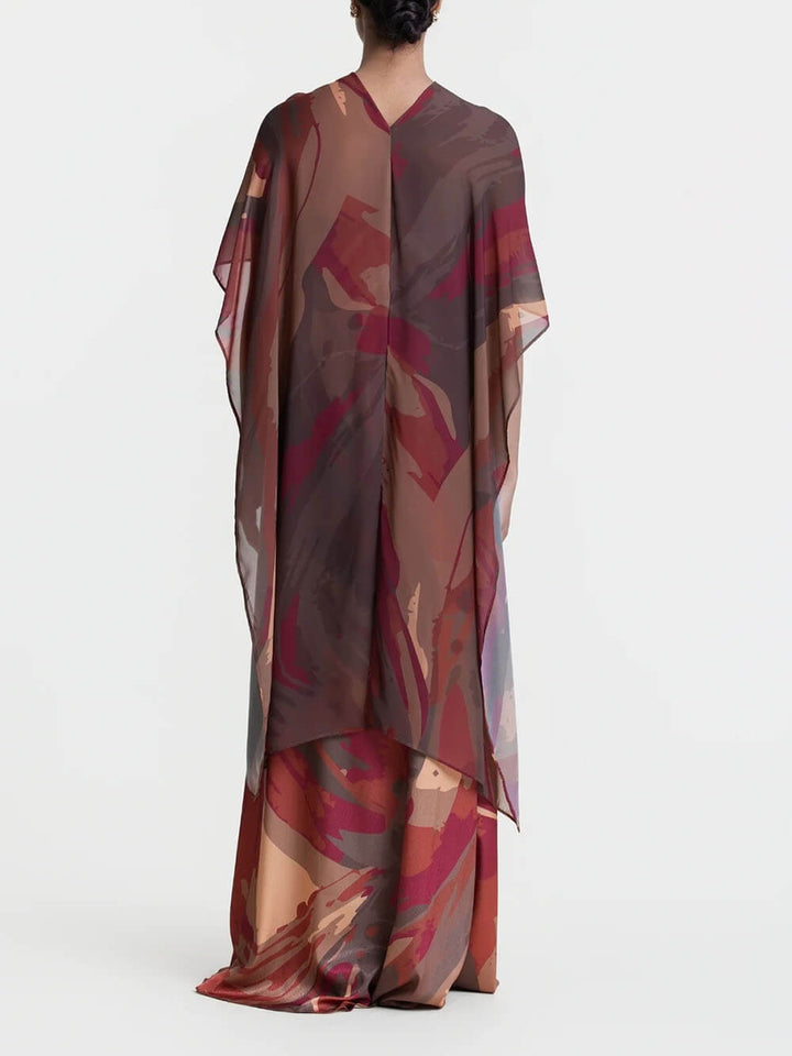 Elegant Strapless Shawl-Style Flowing Maxi Dress