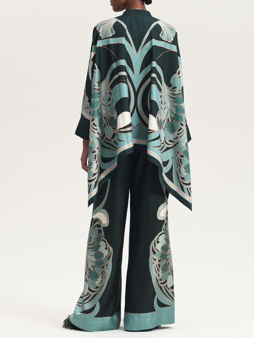 Elegant Abstract Print High-Waist Wide Leg Pants