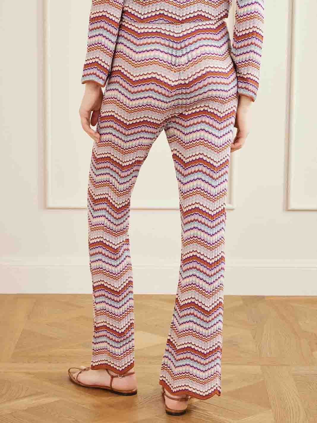 Casual Zigzag Stripe Knit Two-Piece Set