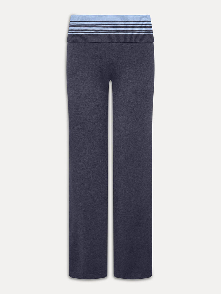 Retro Striped Button-Detail Low-Rise Knit Pants