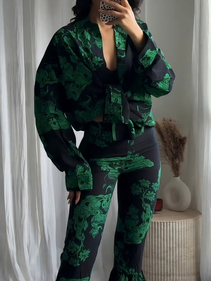 Exquisite Abstract Print Long Shirt