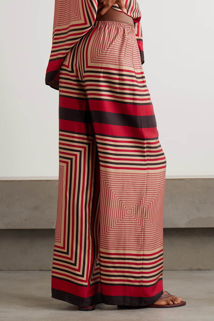 Unique Geometric Print Satin Loose Shirt