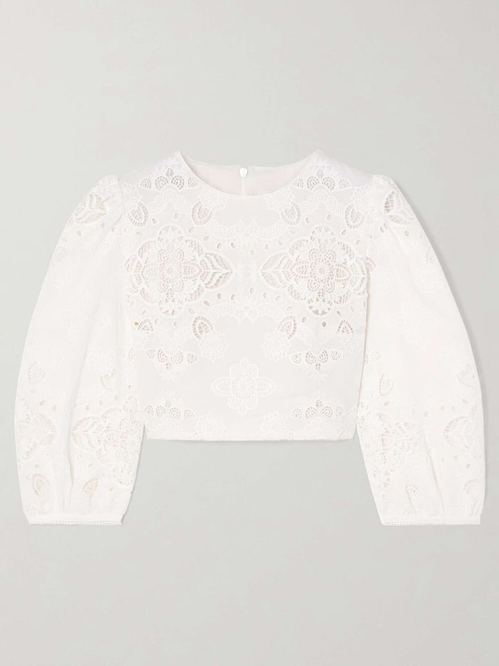 Retro Lace Crochet Embroidered Crop Top