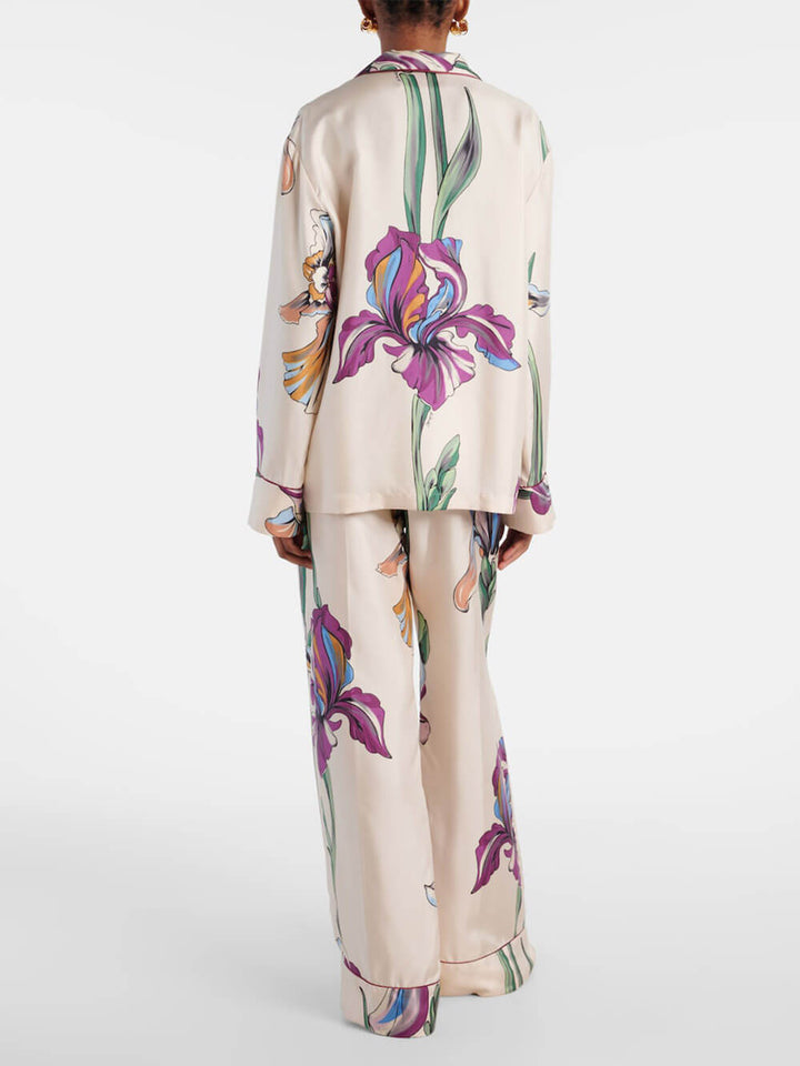 Casual Time Unique Floral Print Loose Pocket Elastic Waist Straight Pants