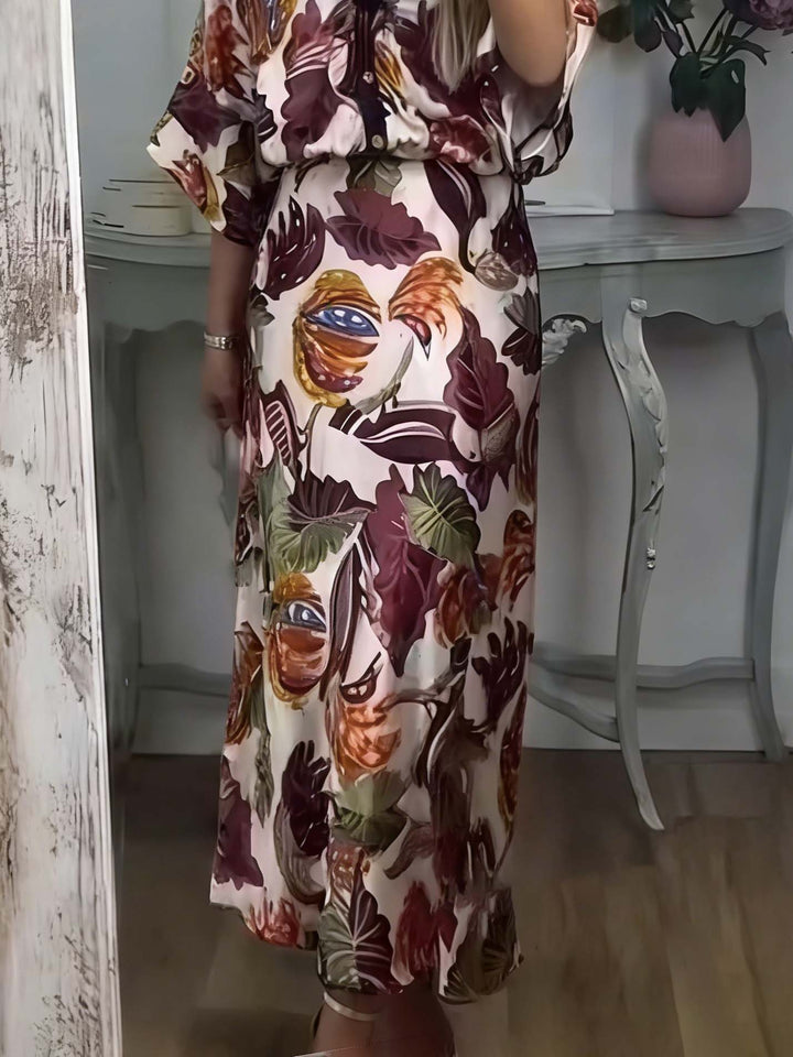 Retro Jungle Palm Leaf Satin Print Skirt