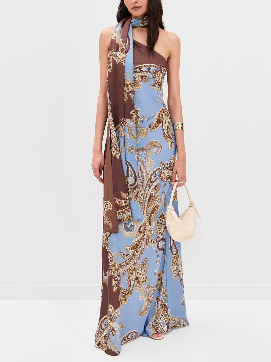 Elegant Bohemian Paisley Satin Maxi Dress