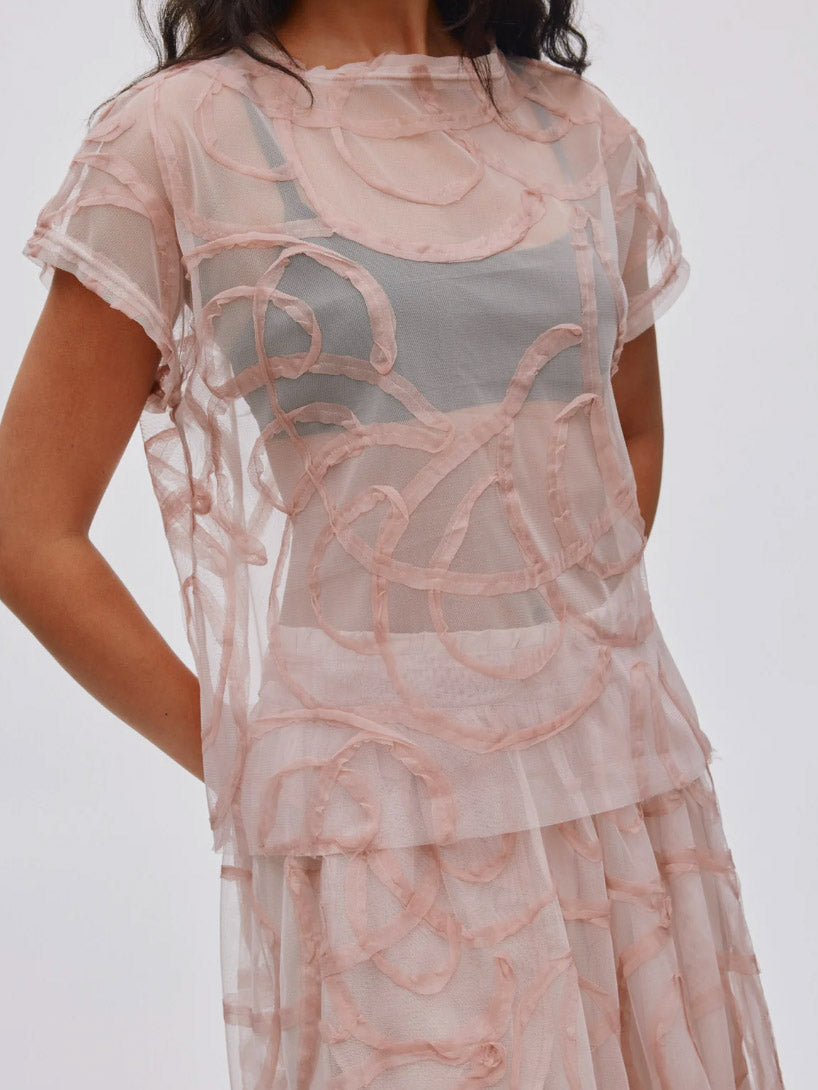 Elegant Jacquard Tulle Skirt Two-Piece Set