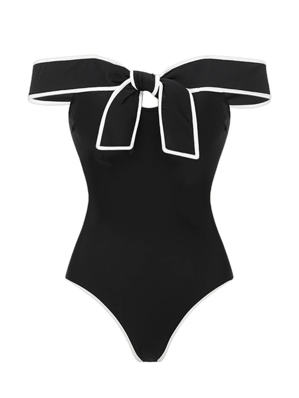 Sexy Strapless Black And White Colorblock One-Piece Swimsuit