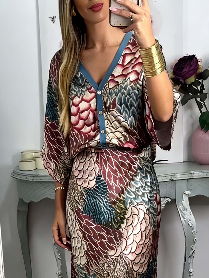 Elegant Vintage Satin Floral Print Loose Shirt