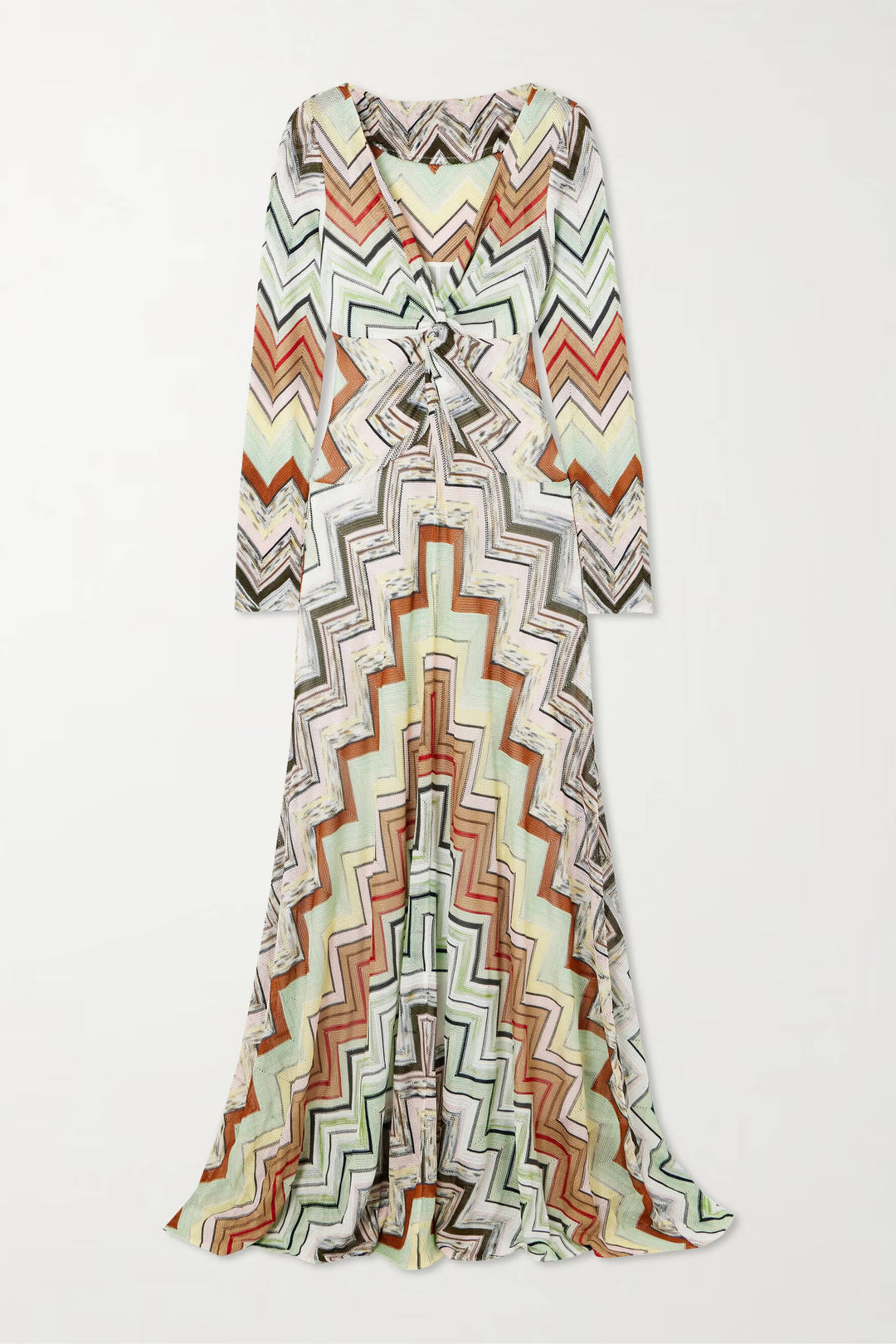 Bohemian Wave Print Crochet Maxi Dress