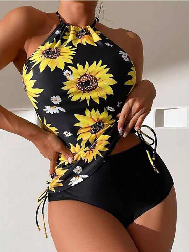 Tankini set s uzorkom suncokreta i ovratnikom