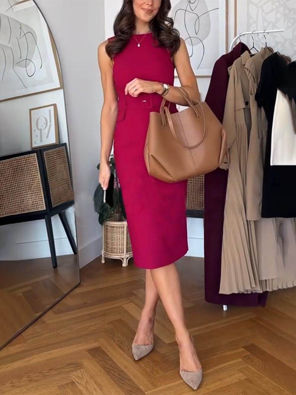 Elegantní a sofistikované formální šaty na kravatu Midi