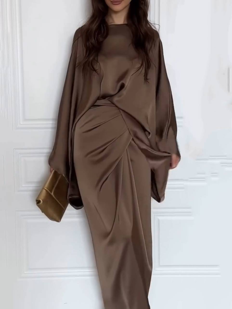 Minimalist Loose Shirt And Lace-up Skirt Suit-Skirt