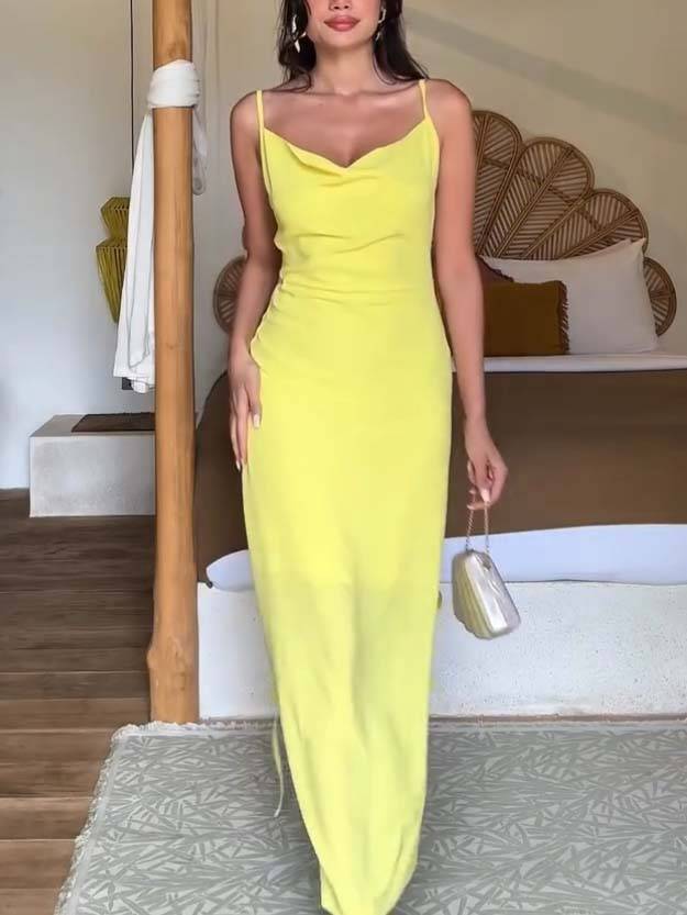 Floral Tassel Swing Collar Backless Maxi Dress