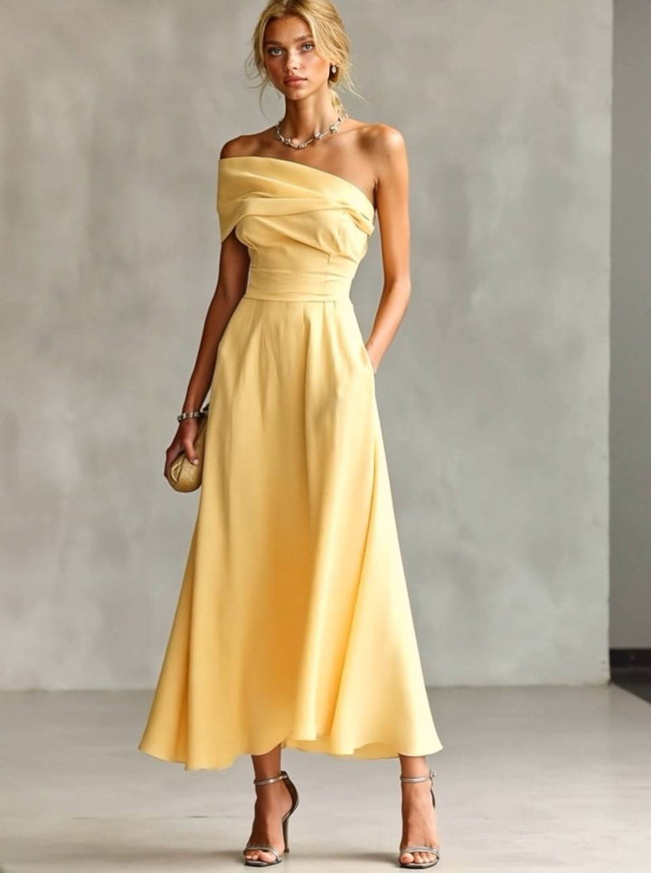 Off-shoulder High-waisted Dress