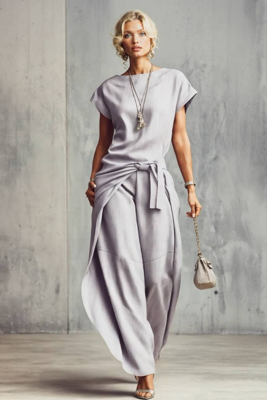 Short-Sleeve Top And Cocoon Pants Set