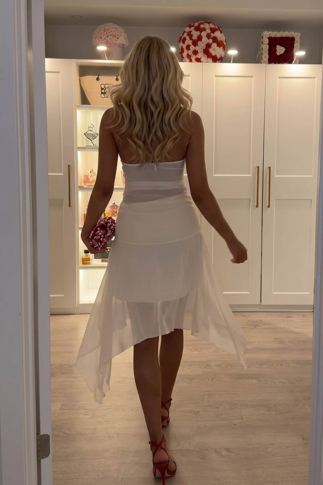 Halter-Neck Top And Irregular Hem Skirt Suit