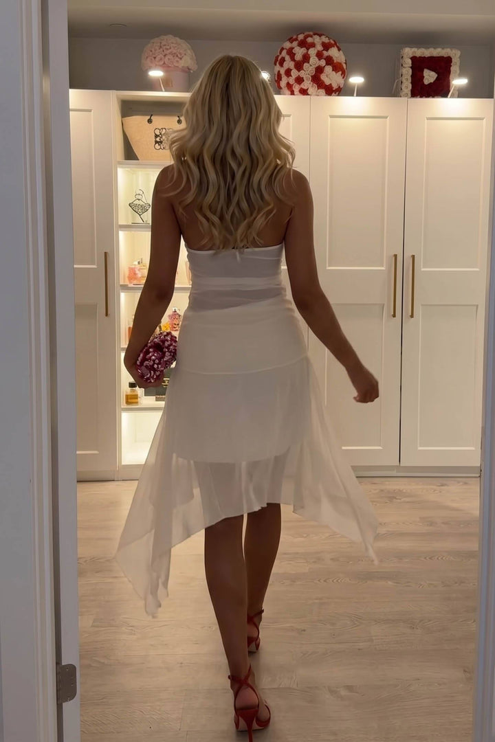 Halter-Neck Top And Irregular Hem Skirt Suit