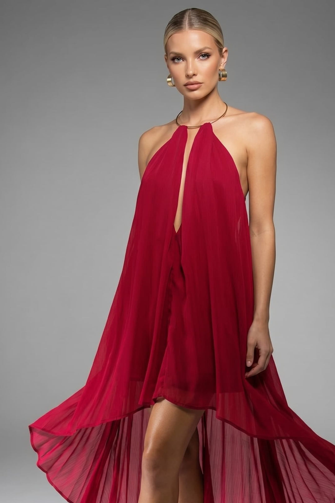 Backless Irregular Hem Maxi Dress