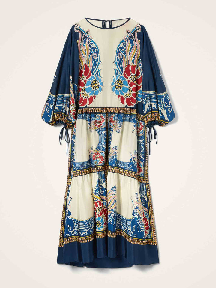 Elegant Bohemian Print Draped Loose Maxi Dress