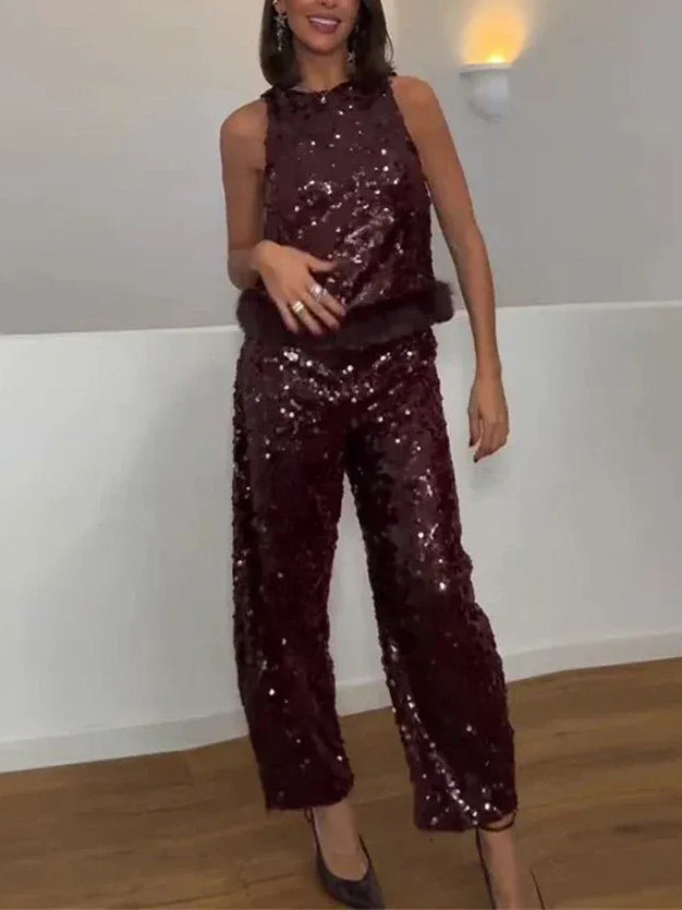 Exquisite Sequined Two-Piece Set