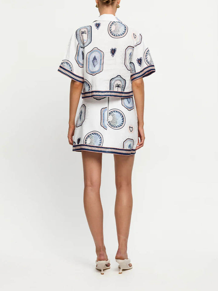 Retro Seashell Print Loose Top