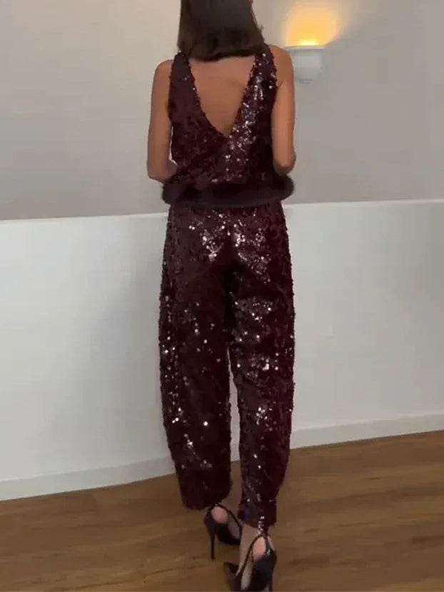 Exquisite Sequined Two-Piece Set