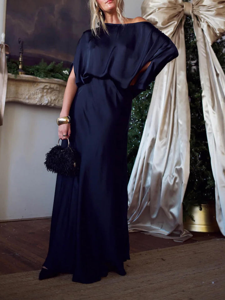 Exquisite Satin Pleated Shirt and High-Waist Maxi Skirt Set