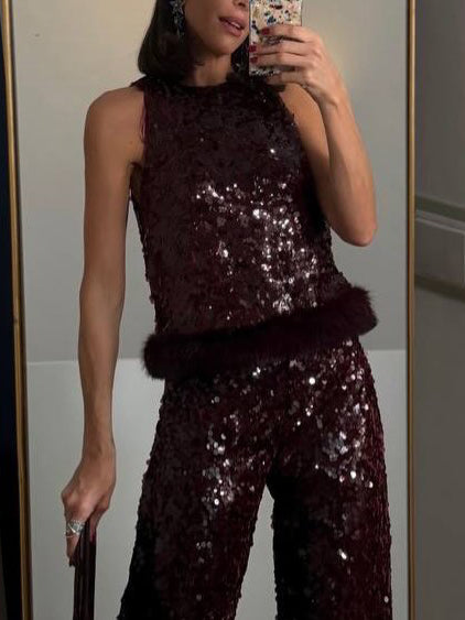 Exquisite Sequined Pants