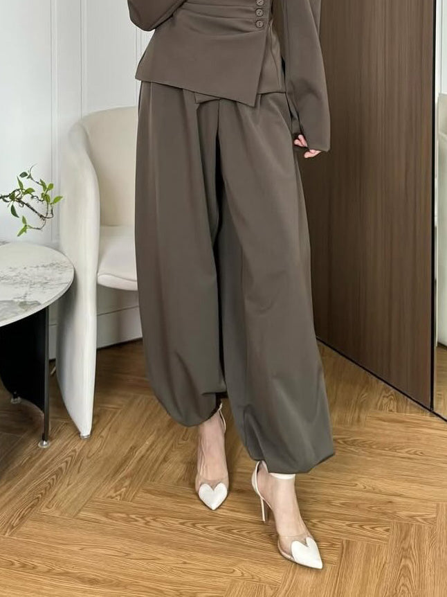 Elegant Asymmetrical Buttoned Blazer Top