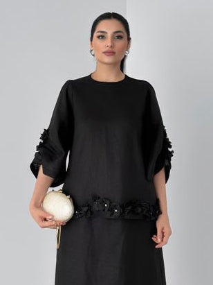 Exquisite Floral Embroidered Top And Skirt Two-Piece Set