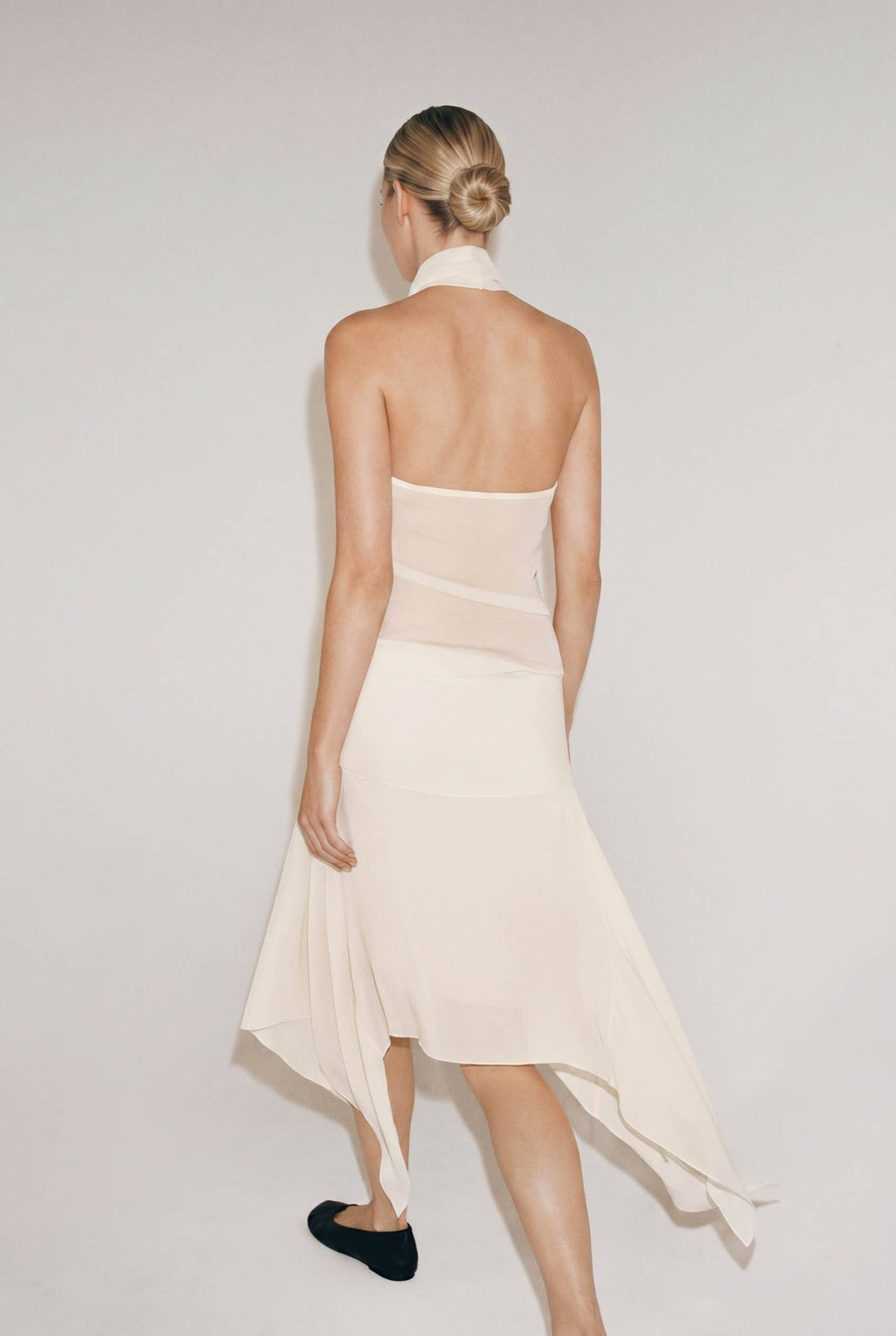Halter-Neck Top And Irregular Hem Skirt Suit