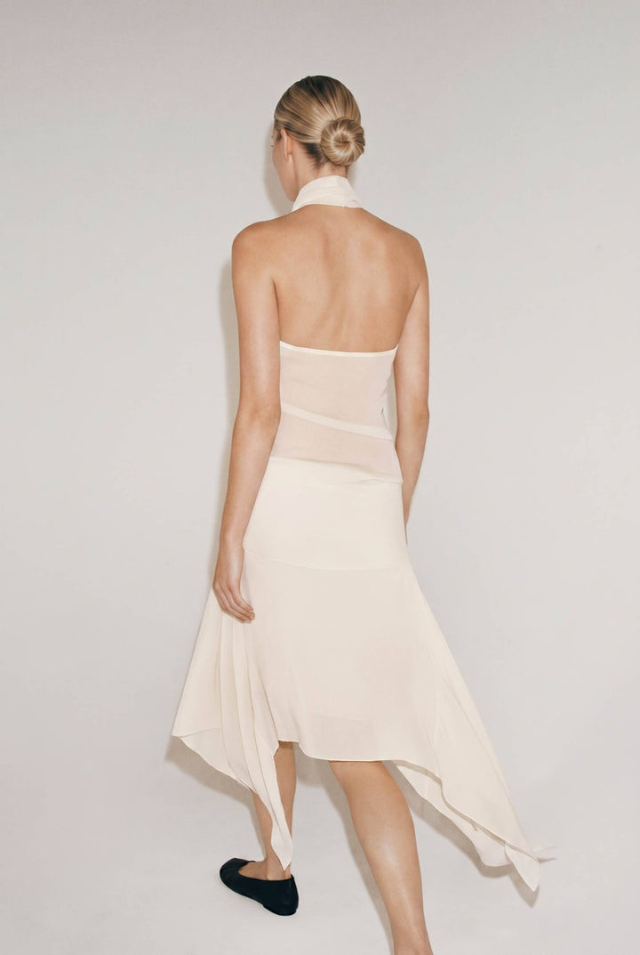 Halter-Neck Top And Irregular Hem Skirt Suit