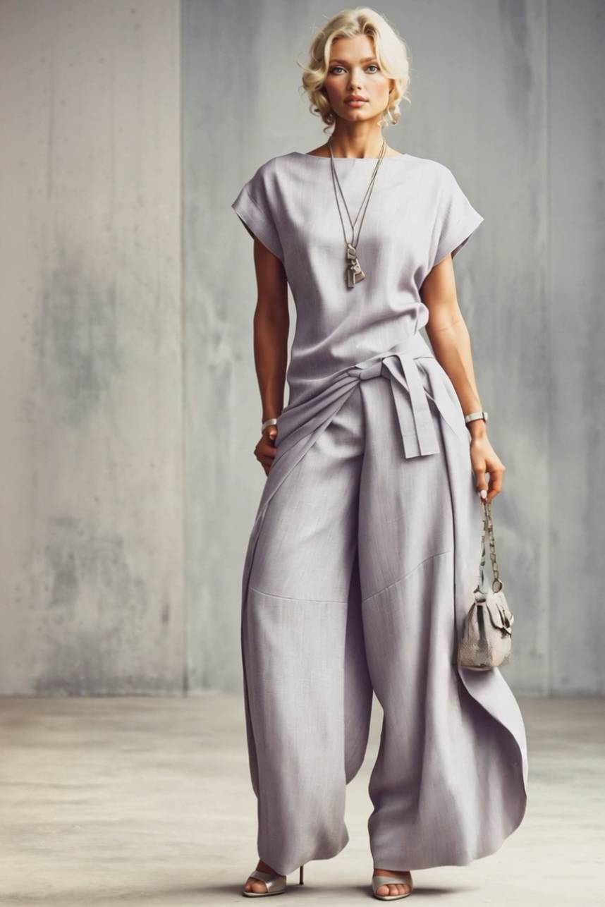 Short-Sleeve Top And Cocoon Pants Set