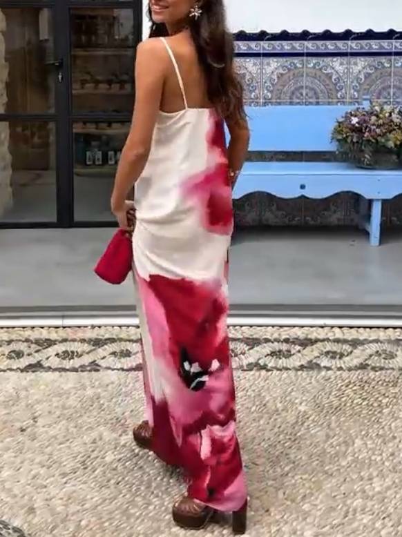 Floral Print Suspender Dress