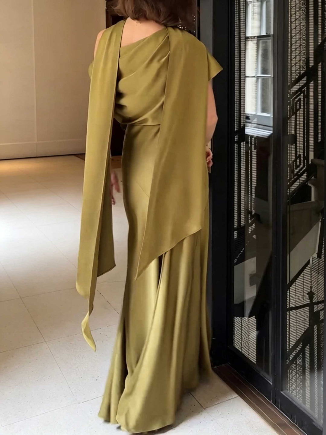 Elegant Asymmetrical One-Shoulder Satin Dress