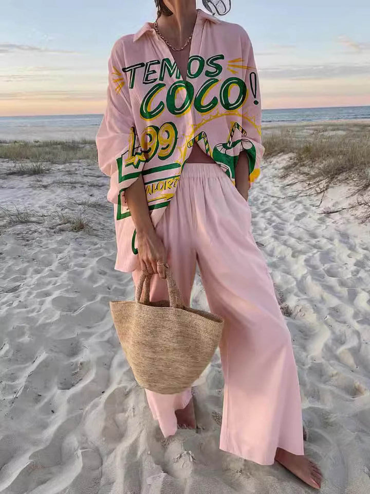 Chemise surdimensionnée ample imprimée de vacances uniques