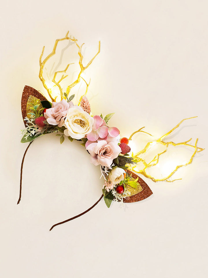 Burgundy Spring Christmas Reindeer Headband
